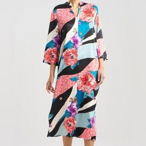 Natori Floral Tapestry Satin Caftan, XL, NWT